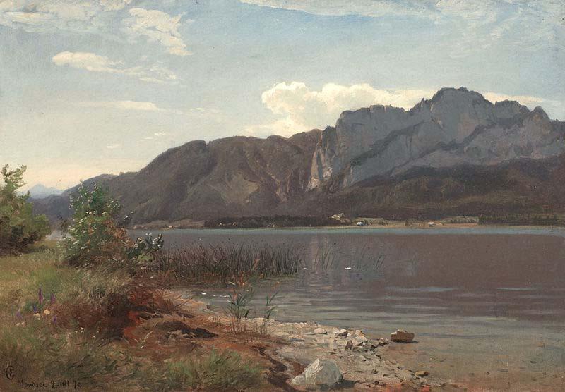 Hans Gude Painting Landskap fra Drachenwand ved Mondsee China oil painting art